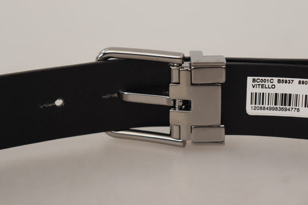 Elegant Black Leather Belt with Metal Buckle Dolce & Gabbana