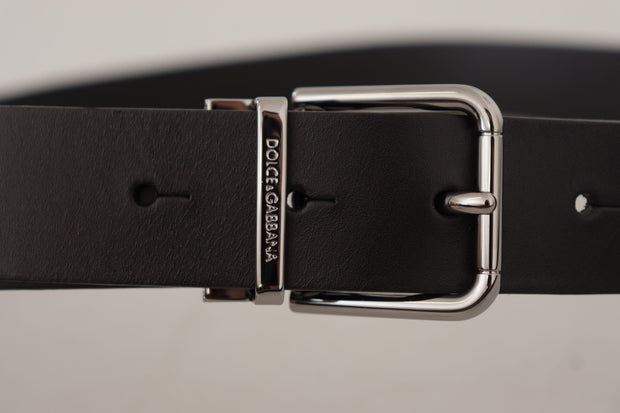 Elegant Black Leather Belt with Metal Buckle Dolce & Gabbana