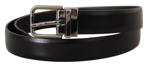 Elegant Black Leather Belt with Metal Buckle Dolce & Gabbana