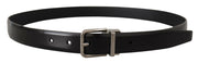 Elegant Black Leather Belt with Metal Buckle Dolce & Gabbana