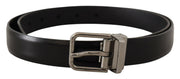 Elegant Black Leather Belt with Metal Buckle Dolce & Gabbana