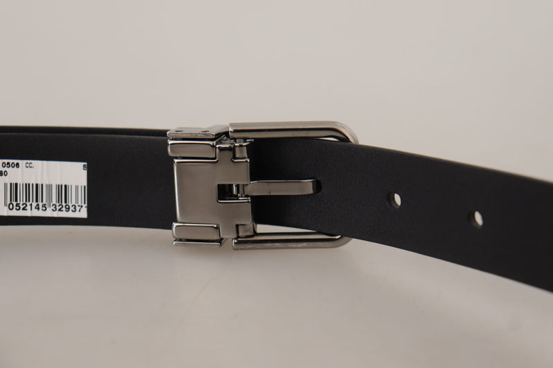 Elegant Black Leather Belt with Metal Buckle Dolce & Gabbana