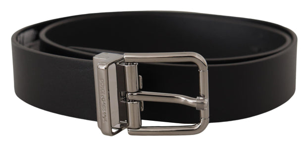 Sleek Black Leather Belt with Metal Buckle Dolce & Gabbana