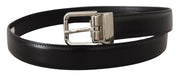 Sleek Black Leather Belt with Metal Buckle Dolce & Gabbana