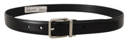 Sleek Black Leather Belt with Metal Buckle Dolce & Gabbana