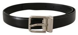 Sleek Black Leather Belt with Metal Buckle Dolce & Gabbana