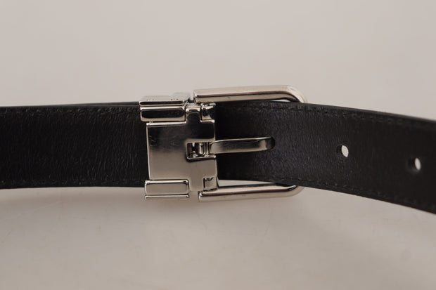 Sleek Black Leather Belt with Metal Buckle Dolce & Gabbana