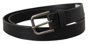 Elegant Black Leather Belt with Metal Buckle Dolce & Gabbana