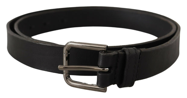 Elegant Black Leather Belt with Metal Buckle Dolce & Gabbana