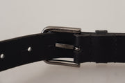 Elegant Black Leather Belt with Metal Buckle Dolce & Gabbana