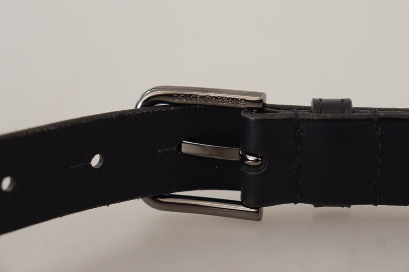 Elegant Black Leather Belt with Metal Buckle Dolce & Gabbana