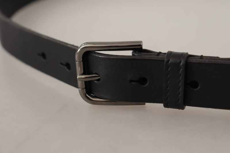 Elegant Black Leather Belt with Metal Buckle Dolce & Gabbana