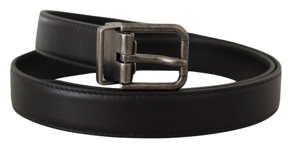 Elegant Black Leather Belt with Metal Buckle Dolce & Gabbana