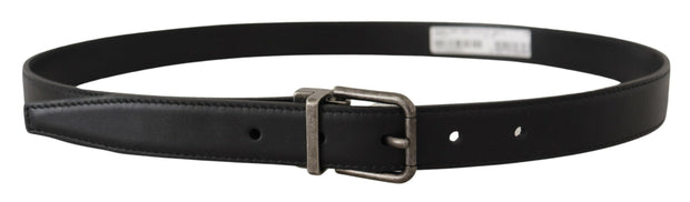 Elegant Black Leather Belt with Metal Buckle Dolce & Gabbana