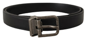 Elegant Black Leather Belt with Metal Buckle Dolce & Gabbana