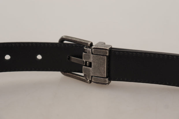 Elegant Black Leather Belt with Metal Buckle Dolce & Gabbana