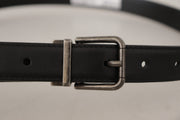 Elegant Black Leather Belt with Metal Buckle Dolce & Gabbana