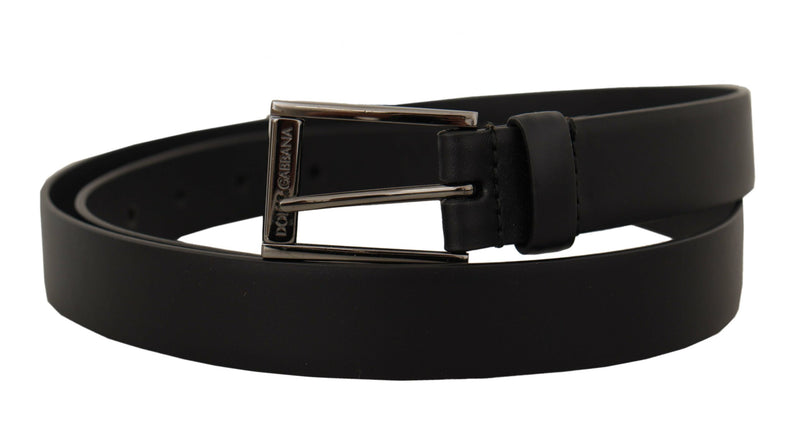 Elegant Black Leather Belt with Metal Buckle Dolce & Gabbana