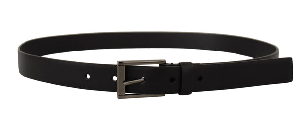 Elegant Black Leather Belt with Metal Buckle Dolce & Gabbana