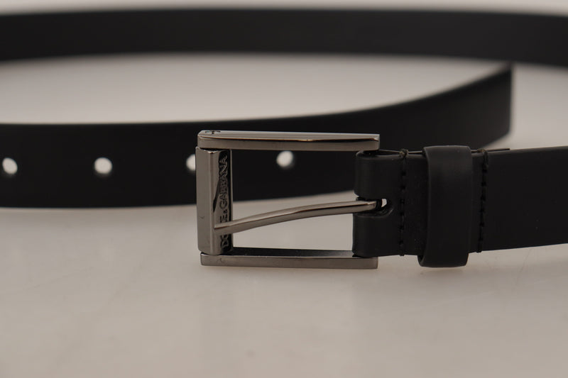 Elegant Black Leather Belt with Metal Buckle Dolce & Gabbana