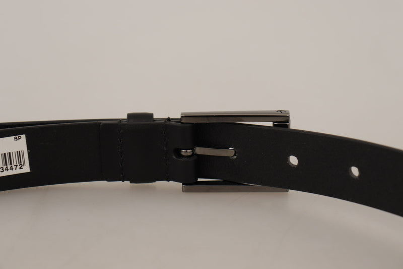 Elegant Black Leather Belt with Metal Buckle Dolce & Gabbana