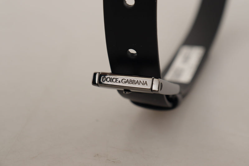 Elegant Black Leather Belt with Metal Buckle Dolce & Gabbana