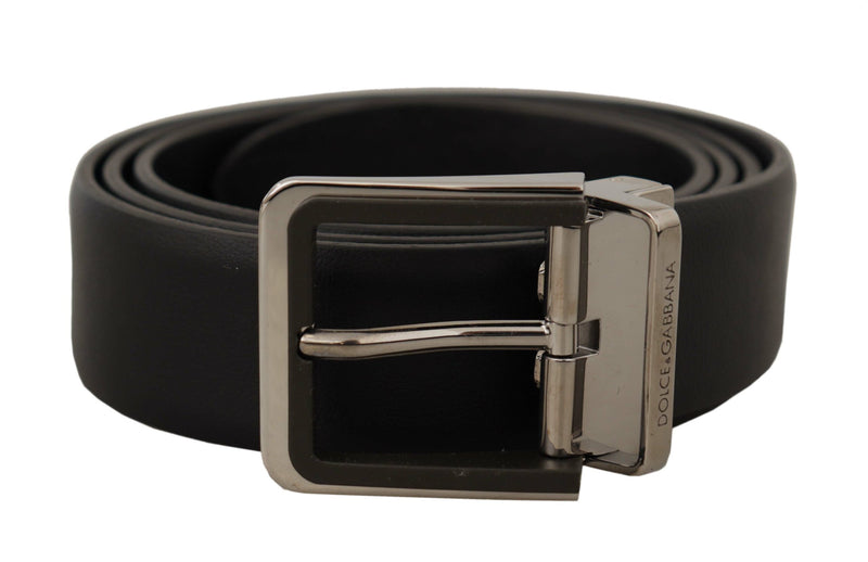 Elegant Black Leather Belt with Metal Buckle Dolce & Gabbana