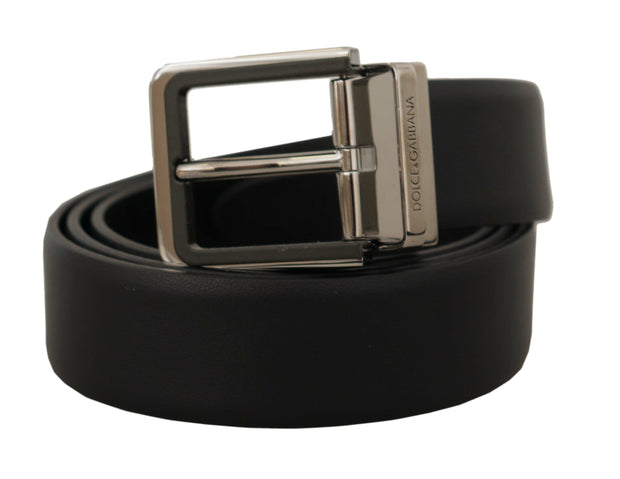 Elegant Black Leather Belt with Metal Buckle Dolce & Gabbana