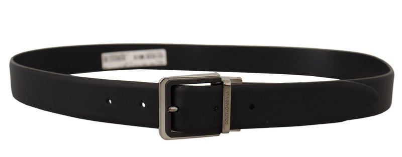 Elegant Black Leather Belt with Metal Buckle Dolce & Gabbana