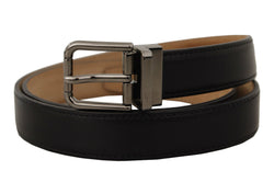 Sleek Black Leather Belt with Metal Buckle Dolce & Gabbana