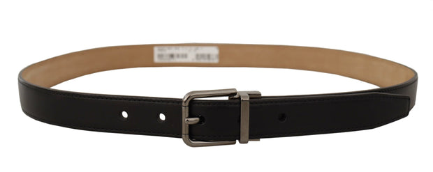 Sleek Black Leather Belt with Metal Buckle Dolce & Gabbana