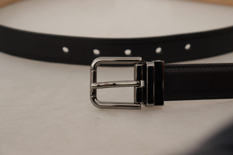 Sleek Black Leather Belt with Metal Buckle Dolce & Gabbana