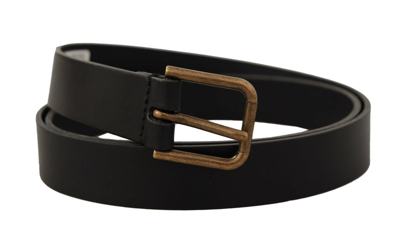 Elegant Black Leather Belt with Metal Buckle Dolce & Gabbana