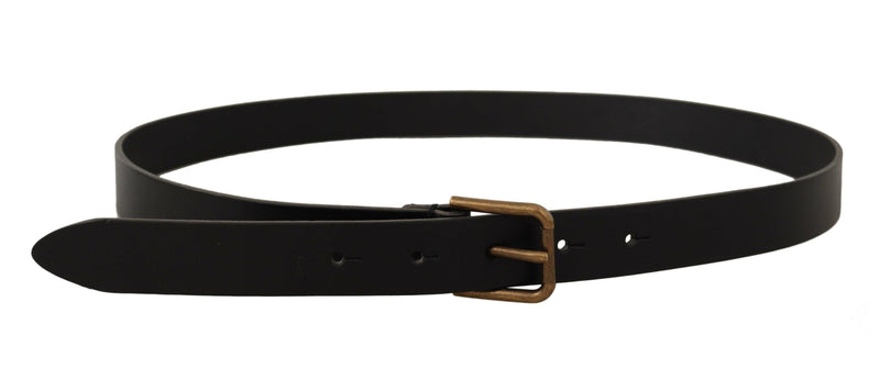 Elegant Black Leather Belt with Metal Buckle Dolce & Gabbana