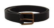 Elegant Black Leather Belt with Metal Buckle Dolce & Gabbana