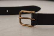 Elegant Black Leather Belt with Metal Buckle Dolce & Gabbana