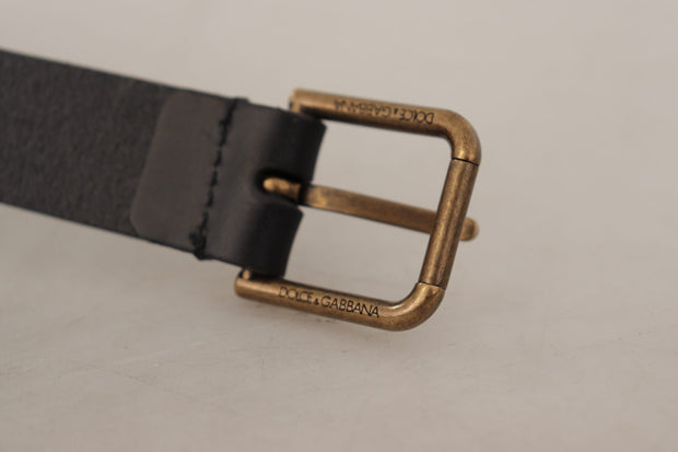 Elegant Black Leather Belt with Metal Buckle Dolce & Gabbana