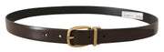 Elegant Dark Brown Leather Belt Dolce & Gabbana