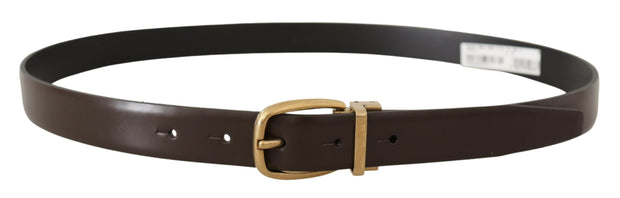 Elegant Dark Brown Leather Belt Dolce & Gabbana