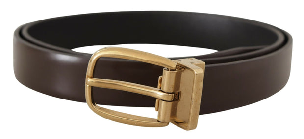 Elegant Dark Brown Leather Belt Dolce & Gabbana