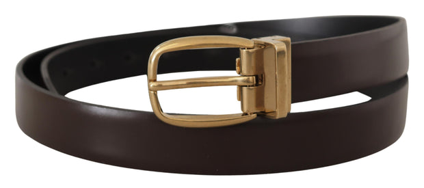 Elegant Dark Brown Leather Belt Dolce & Gabbana