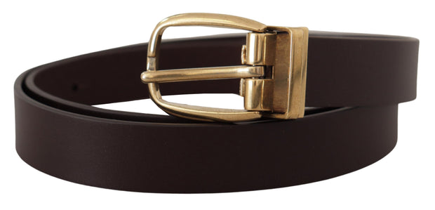 Elegant Dark Brown Leather Belt Dolce & Gabbana