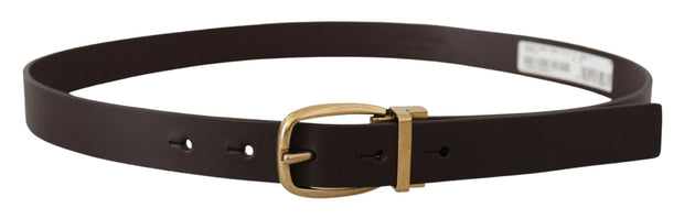 Elegant Dark Brown Leather Belt Dolce & Gabbana