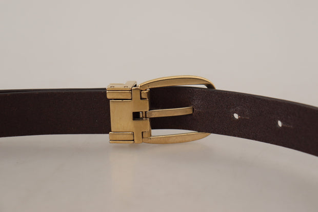 Elegant Dark Brown Leather Belt Dolce & Gabbana