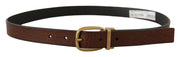 Elegant Brown Leather Belt with Logo Buckle Dolce & Gabbana