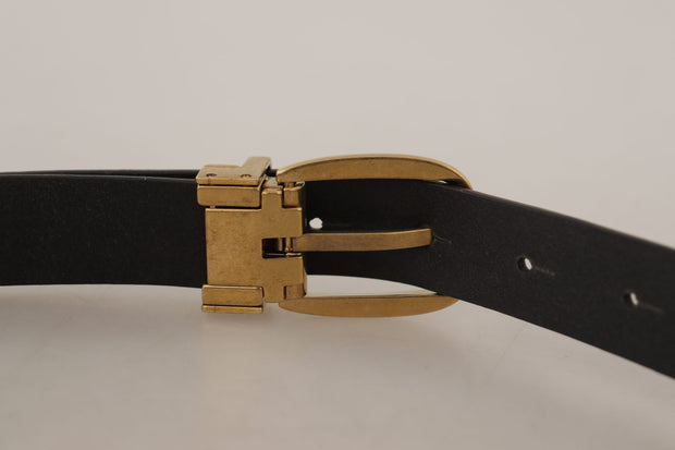 Elegant Brown Leather Belt with Logo Buckle Dolce & Gabbana