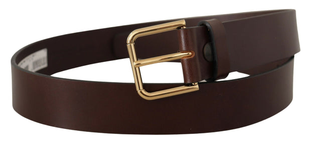 Elegant Dark Brown Leather Belt Dolce & Gabbana