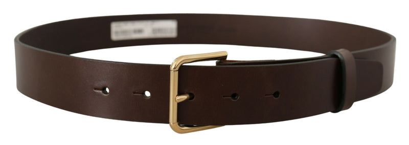 Elegant Dark Brown Leather Belt Dolce & Gabbana