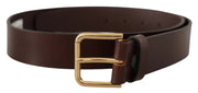 Elegant Dark Brown Leather Belt Dolce & Gabbana