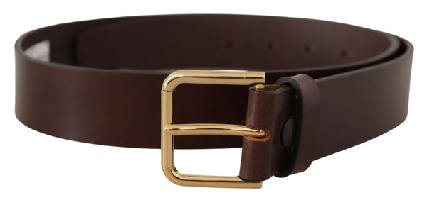 Elegant Dark Brown Leather Belt Dolce & Gabbana